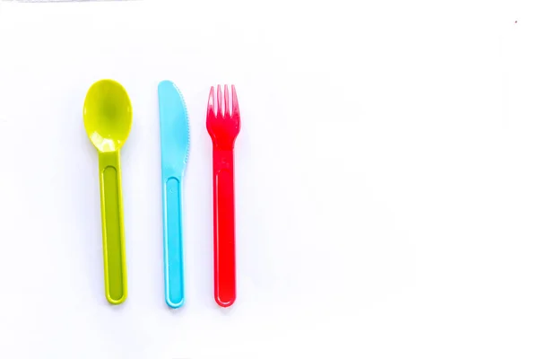 Plastic colorful cutlery — Stock Photo, Image