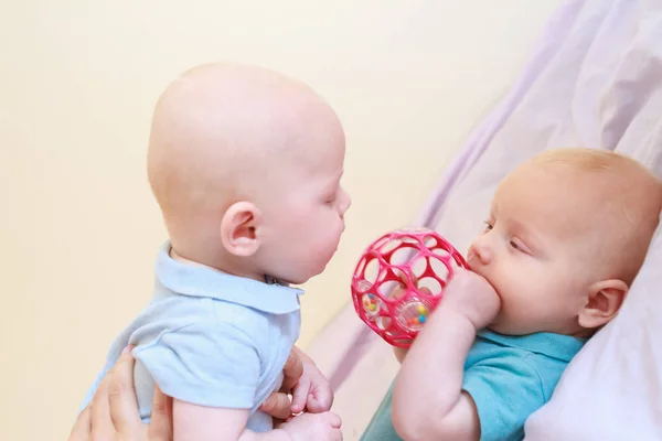 Retrato interior de gemelos bebé —  Fotos de Stock