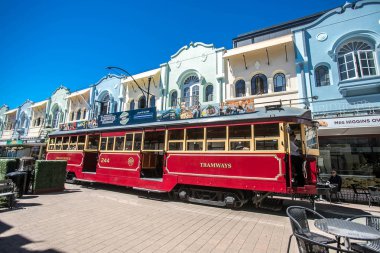 Christchurch/Yeni Zelanda - 30 Ocak 2018: tarihi Christchurch tramvay şehir merkezinde