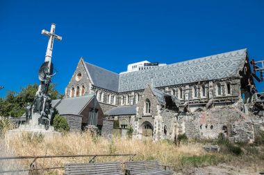 ruined cathedral  after the earthquake in Christchurch, New Zealand clipart