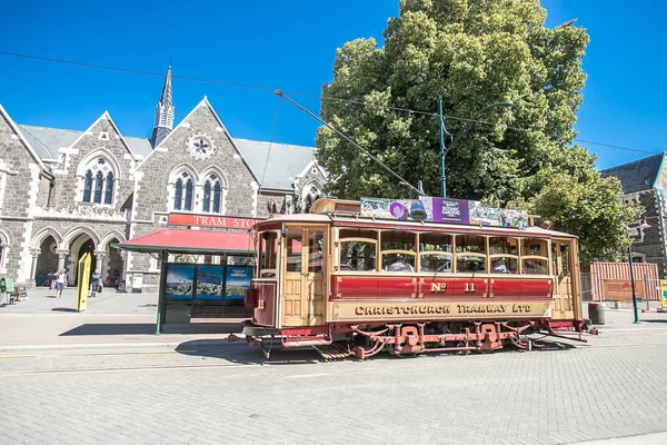 Christchurch Zéland Január 2018 Történelmi Christchurch Villamos Belvárosban — Stock Fotó