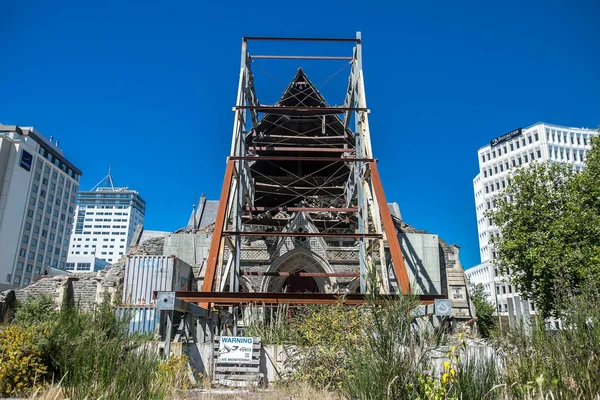 Catedral Arruinada Após Terremoto Christchurch Nova Zelândia — Fotografia de Stock