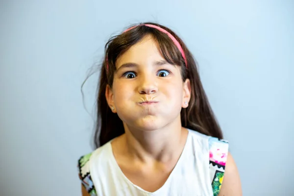 Studio Portrait Young Child Girl Making Faces — Stock Photo, Image