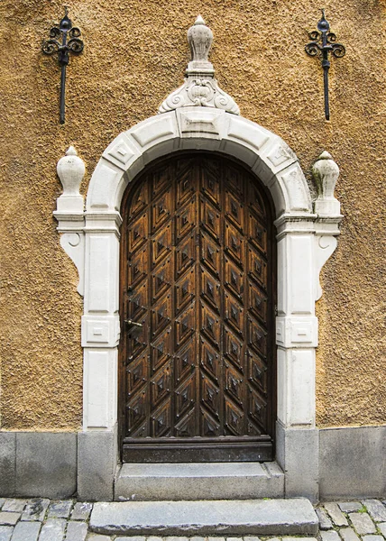 Colorful Wooden Door European Country Old Picturesque Ancient Door — Stock Photo, Image