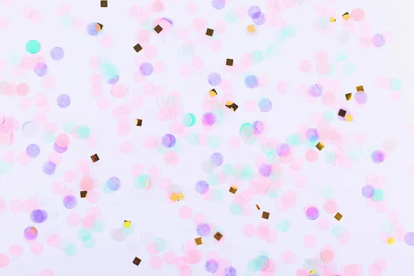 Confete Colorido Sobre Fundo Branco Flatlay Vista Cima Conceito Celebração — Fotografia de Stock