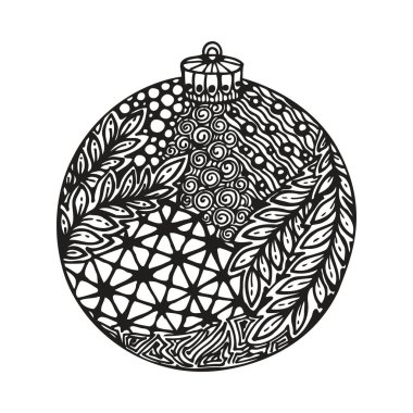 çizilmiş siyah ve beyaz Noel Balosu.