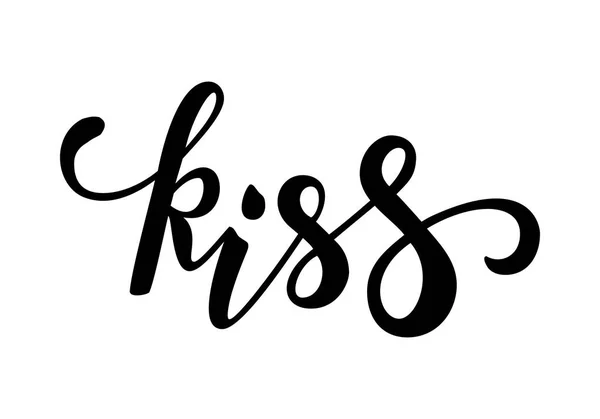 Un beso. Caligrafía creativa dibujada a mano y letras de pluma de pincel — Archivo Imágenes Vectoriales