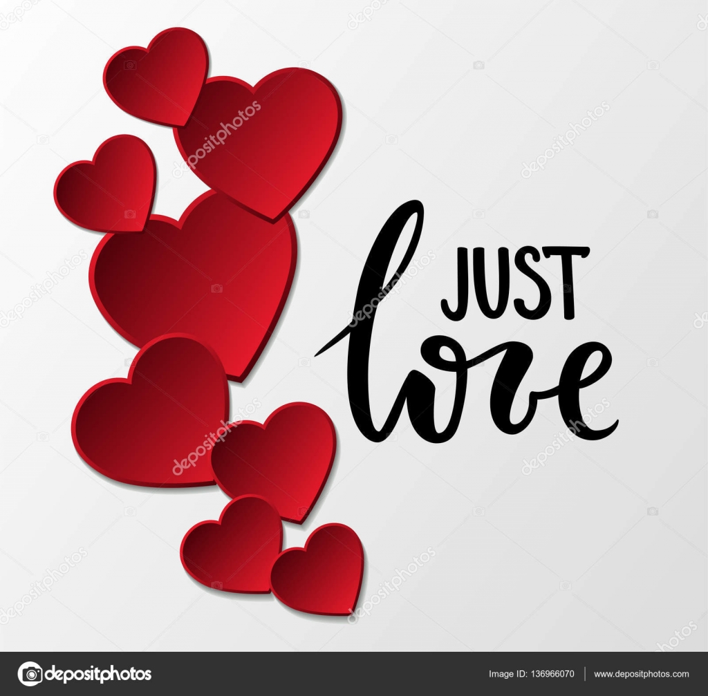 e pennello penna scritta con bordo cornice di cuori rossi disegno per la cartolina d auguri festa e invito di nozze giorno di San Valentino e Happy