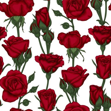 güzel vintage seamless modeli ile gül goncası, yaprakları ve kaynaklanıyor