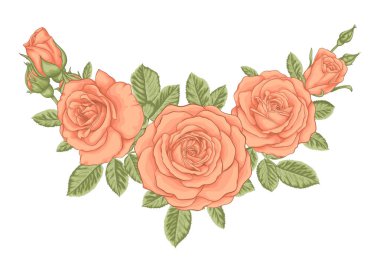 güzel buket vintage turuncu gül ve yaprakları. Çiçek aranjmanı.