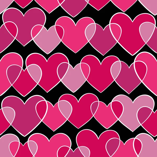 Seamless mönster med rosa doodling skiss hjärta. — Stock vektor