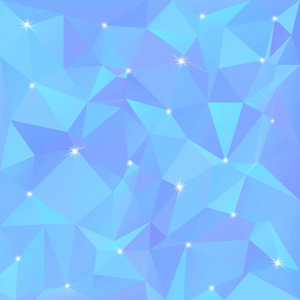 Beautiful blue abstract background of triangles and polygons with flashes of light in the corners. — Stock Vector