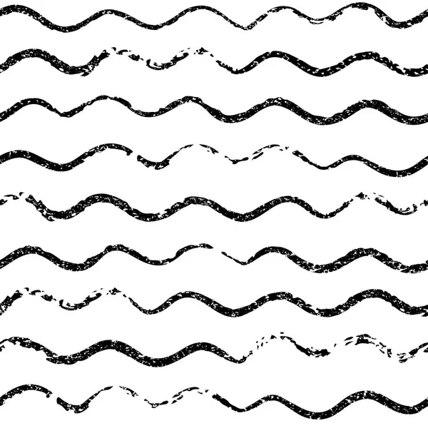 Mooie naadloze patroon met golvende penseelstreken te wijzigen. Zwarte en witte monochrome achtergrond. Decoratieve afdrukken voor t-shirts. Sieraad voor inpakpapier — Stockvector