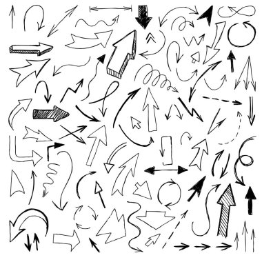 Elle çizilmiş büyük set vektör okları ayarla