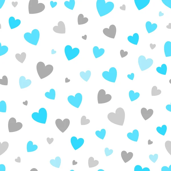 青と銀の心白のシームレスなパターン背景。ホリデー グリーティング カードと招待状シャワー赤ちゃん、誕生日、結婚式、幸せなバレンタインデー、母の日のための設計 — ストックベクタ