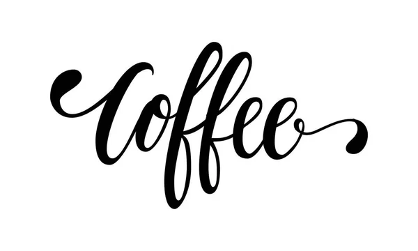 Caligrafia desenhada à mão e caneta pincel lettering palavra café. Design de folhetos publicitários e convites para cafés, restaurantes, padaria. — Vetor de Stock
