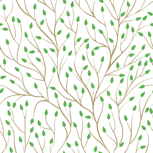 Indah pola mulus dengan cabang pohon dan daun hijau. desain kartu ucapan latar belakang dan undangan untuk pernikahan, ulang tahun, hari ibu dan liburan musim gugur lainnya - Stok Vektor