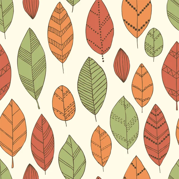 Szép varrat nélküli doodle minta Vintage levelek vázlat. tervezési háttér üdvözlőlapok és meghívók, esküvő, születésnap, mother s nap és más szezonális őszi ünnepek — Stock Vector