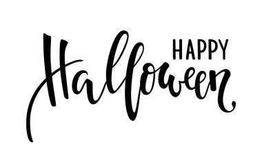 Cadılar bayramın kutlu olsun. El çizimi yaratıcı el yazısı ve fırça kalem harfleri. Bayram tebrik kartı ve davetiye tasarımı, el ilanları, posterler, Cadılar Bayramı bayramı afişleri.