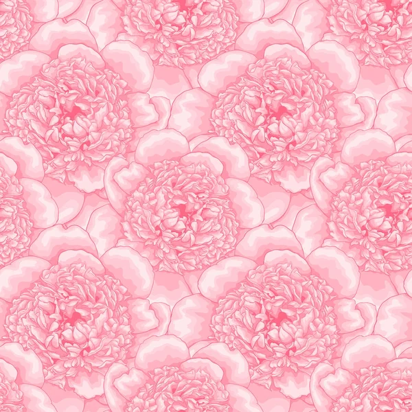Vacker sömlös mönster rosa pioner. design gratulationskort och inbjudan bröllop, födelsedag, Valentine s Day, mor s dag, holiday, naturlig kosmetika, parfym, kvinnor produkter. — Stock vektor