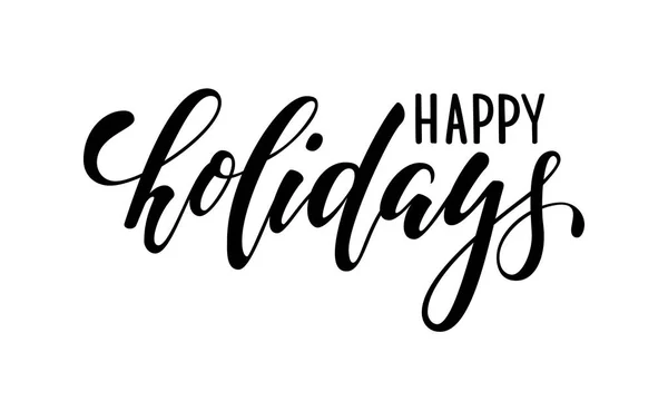 Felices fiestas. Caligrafía creativa dibujada a mano, letras de lápiz de cepillo. tarjetas de felicitación de vacaciones de diseño e invitaciones de Feliz Navidad y Feliz Año Nuevo, pancarta, póster, logotipo, vacaciones de temporada — Vector de stock