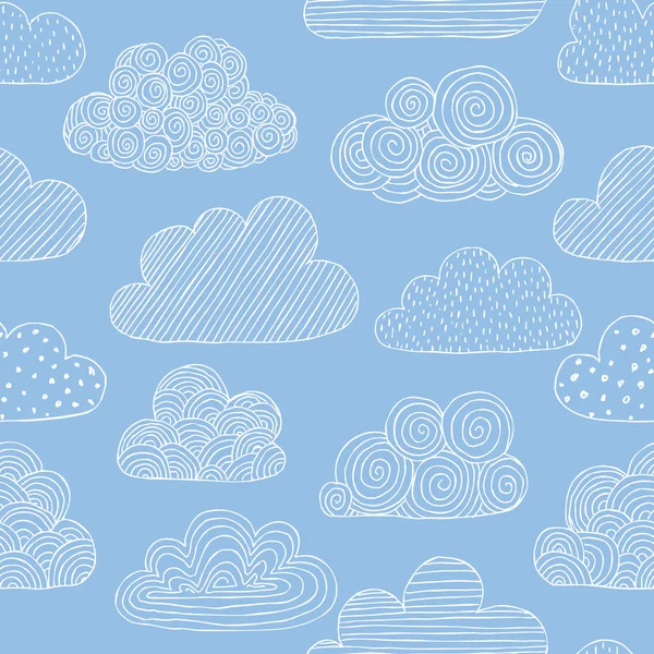 Beautiful seamless pattern of doodle clouds. design background greeting cards and invitations to the wedding, birthday, mother s day and other seasonal autumn holidays. — Stock Vector