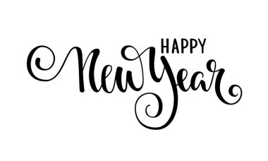 - Mutlu yıllar. El çizimi yaratıcı el yazısı, fırça kalem harfleri. Mutlu Noeller, afişler, afişler, amblemler, logolar, mevsimsel tatiller