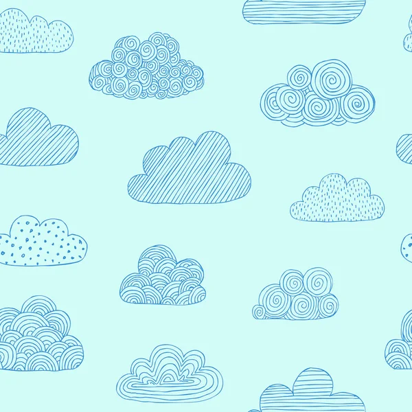 Beautiful seamless pattern of doodle clouds. design background greeting cards and invitations to the wedding, birthday, mother s day and other seasonal autumn holidays. — Stock Vector