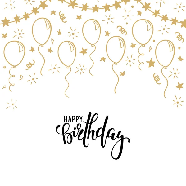 Elle çizilmiş doodle altın balon. El hat kutlu olsun yazı çekilmiş. tatil tebrik kartı ve davetiye düğün, mutlu anneler günü, doğum günü, Sevgililer günü, tasarım ve bebek duş hol — Stok Vektör