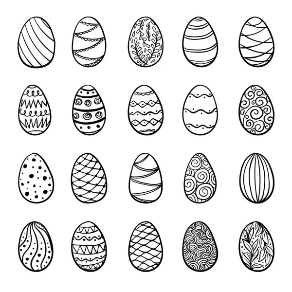Beautiful set of doodle easter eggs. Isolated sketch. design background greeting cards and invitations to the Easter — Stock Vector