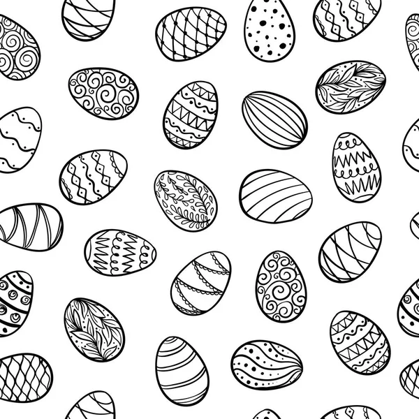 Όμορφη χωρίς ραφή πρότυπο της doodle αυγά Πάσχα απομονωμένες σκίτσο. σχεδίαση φόντου ευχετήριες κάρτες και προσκλήσεις για το Πάσχα — Διανυσματικό Αρχείο