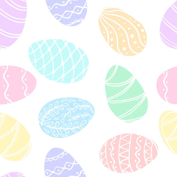 落書きイースター卵分離スケッチの美しいシームレス パターン。デザイン背景グリーティング カードやイースターへの招待 — ストックベクタ