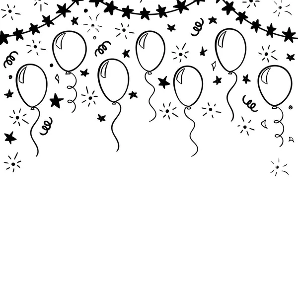 Elle çizilmiş doodle siyah beyaz balon. tatil tebrik kartı ve davetiye düğün, mutlu anneler günü, doğum günü, Sevgililer günü, tasarım ve bebek duş tatil. — Stok Vektör