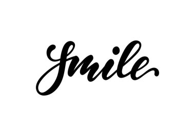 Poster gülümsemesi. Beyaz arka planda izole edilmiş ilham verici ve motive edici alıntılar. Davetiye, baskı, fotoğraf örtüleri, tipografi bayramı tebrik kartı, tişört, broşür tasarımı için tasarım