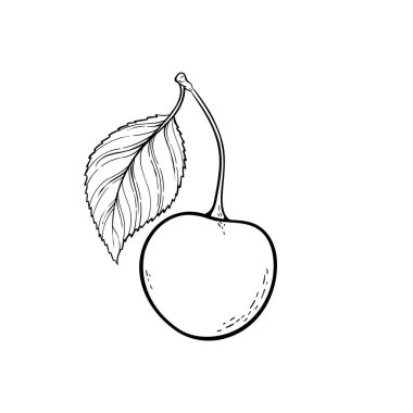 Güzel bir çizgi film, siyah beyaz çizgili kiraz, yazın sembolü. Bayram tebrik kartı tasarımı ve mevsimlik yaz tatilleri, plaj partileri, turizm ve seyahat davetiyeleri