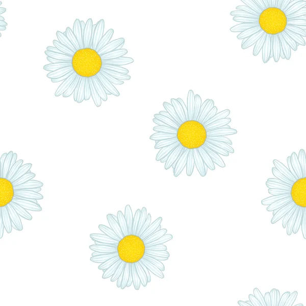 Όμορφη απρόσκοπτη μοτίβο με λουλούδια μαργαρίτα. σχέδιο για ευχετήριες κάρτες και προσκλήσεις γάμου, γενεθλίων, Ημέρα του Αγίου Βαλεντίνου, Ημέρα της μητέρας και άλλες εποχιακές διακοπές — Διανυσματικό Αρχείο