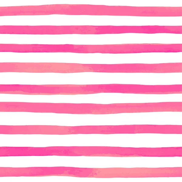 ピンクの水彩ストライプの美しいシームレスなパターン。手描きのブラシストロークストライプの背景ベクターイラスト — ストックベクタ