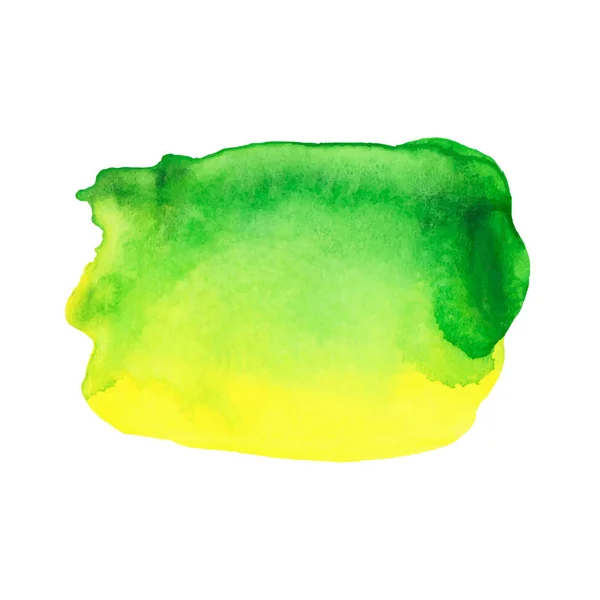 Abstrato Aquarela Verde Brilhante Amarelo Gradiente Mancha Textura Desenhada Mão — Vetor de Stock