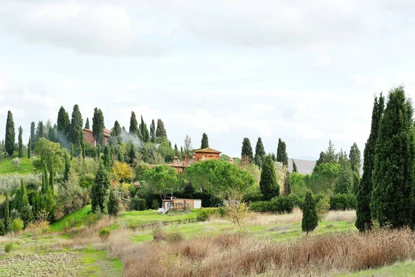 Tuscany wiejski krajobraz panoramiczny widok — Zdjęcie stockowe