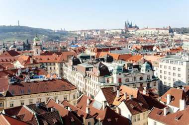 Prag cityscape panoramik görünümü, Çek Cumhuriyeti, Europe