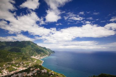 Scenic view of Amalfi Coast, sea, sky and clouds from Ravello, Italy clipart