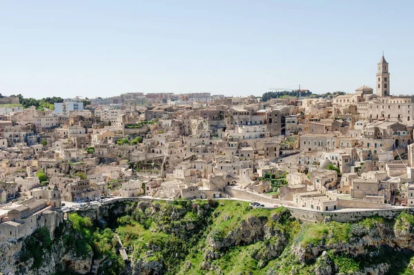 Vista panorámica de sassi, Matera, patrimonio de la Unesco y capital europea de la cultura 2019, Italia —  Fotos de Stock