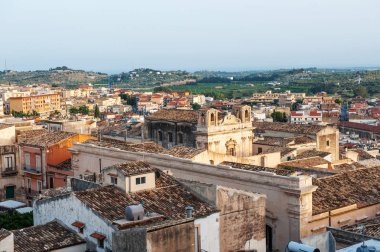 Noto, Sicilya, İtalya antik bir Barok kentin panoramik manzaralı