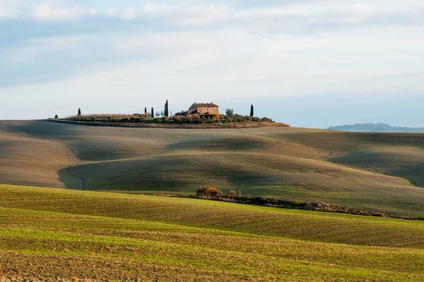 Krajobraz Toskania Campagna i wzgórzami panoramiczny widok, Włochy — Zdjęcie stockowe