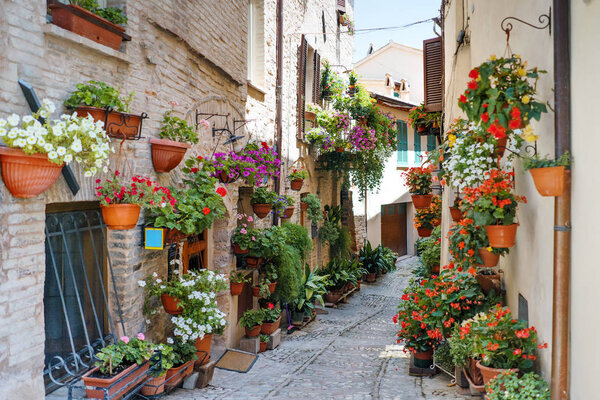 A view of Spello in Umbria, Famous for narrow lanes and balconie