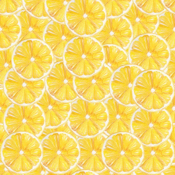 Aquarelle à la main motif sans couture avec citron jaune. Parfait pour l'impression sur tissu et sac, décoration, papier peint . — Photo