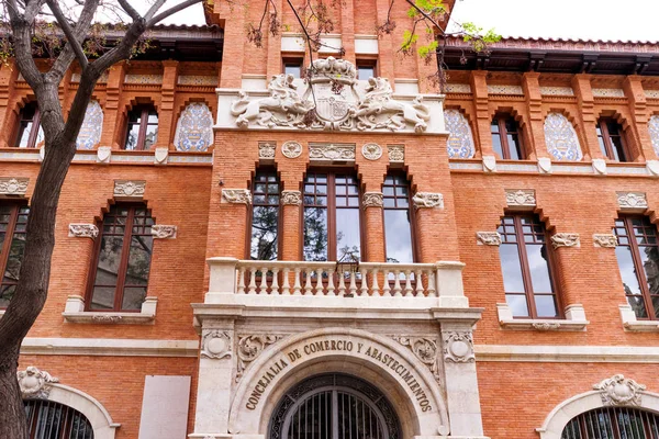 Valencia, España, Europa Detalle fachada del edificio de la Cámara de Comercio —  Fotos de Stock