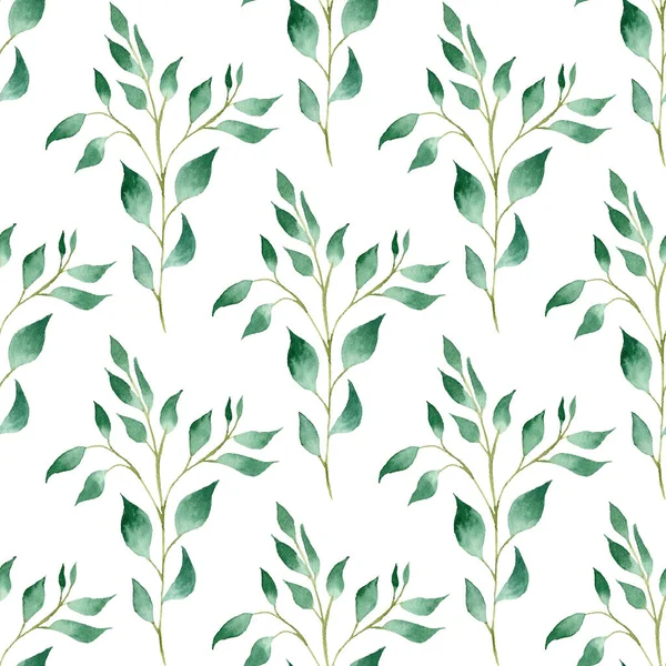 Zelené pružiny ručně kreslené akvarel rastrové bezešvé vzor — Stock fotografie