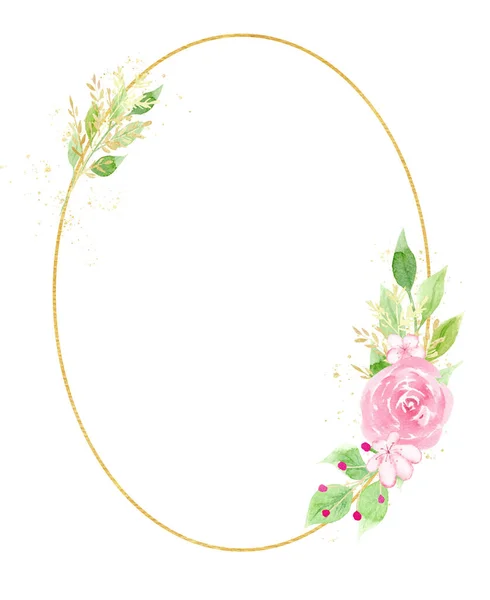 Summer blossom frame watercolor hand drawn raster illustration — Stock Photo, Image