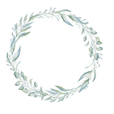 Boş el çizimi yaprak çelengi suluboya çerçevesi